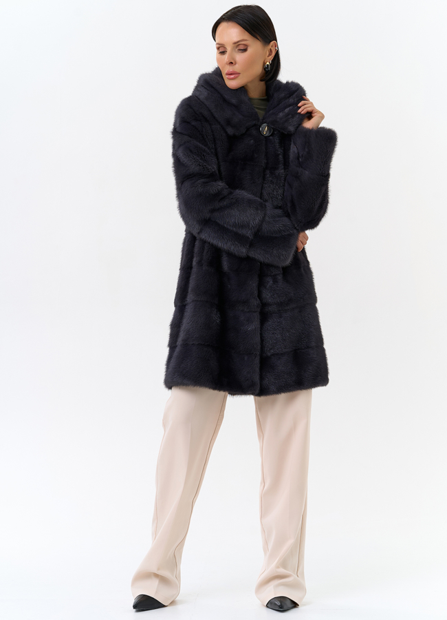 Норковая шуба трансформер с капюшоном модель № 24956 универмаг малина