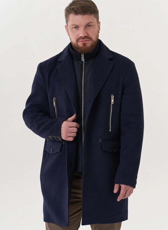 Мужское пальто синего цвета