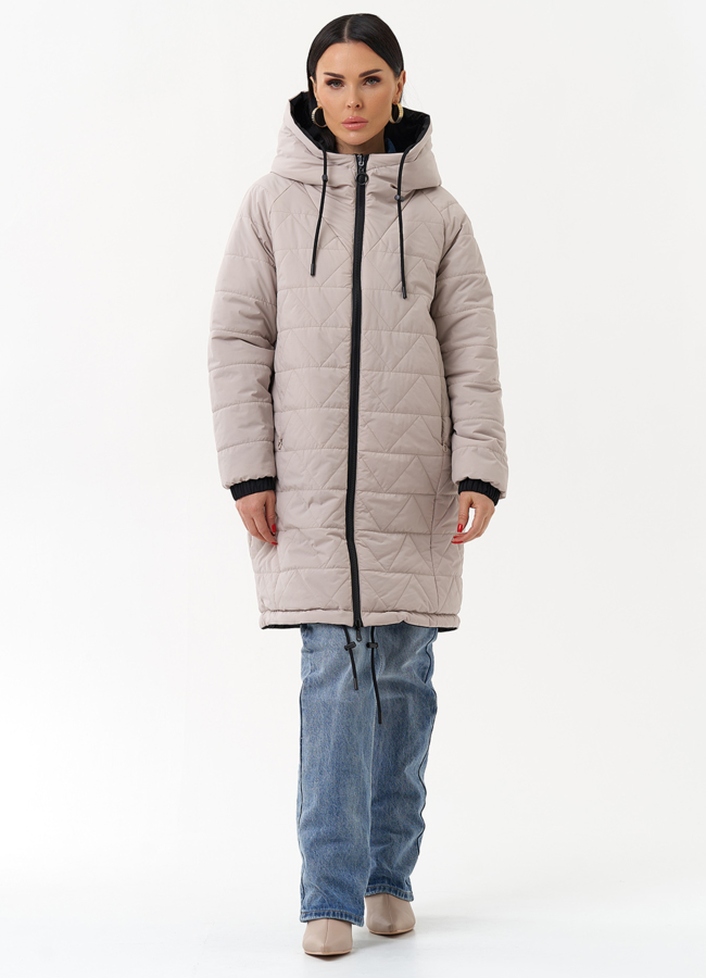 фото Женская удлиненная куртка с капюшоном модель № 30012