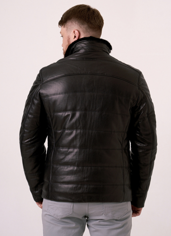 Мужской пуховик из натуральной кожи 