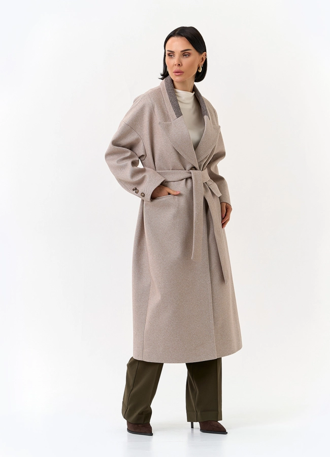 Женское пальто с акцентным воротником модель № 32812 универмаг малина