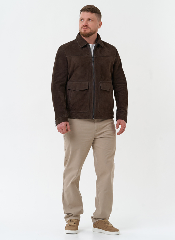 Мужская куртка из натуральной замши коричневого цвета