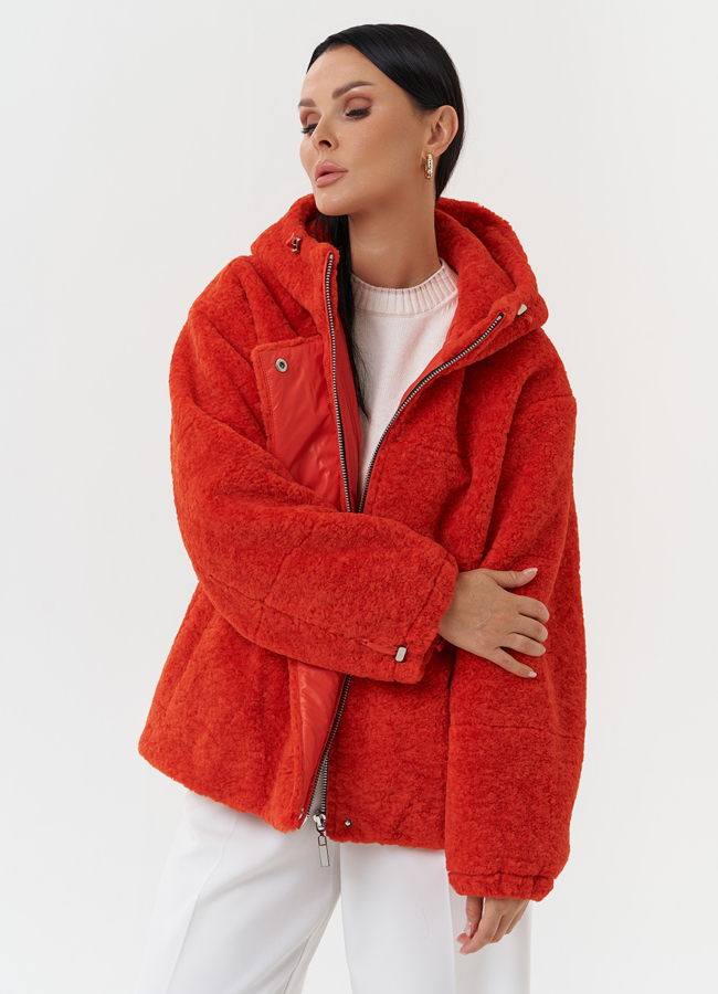 Куртка из эко меха с капюшоном модель № 28106 универмаг малина