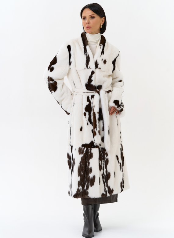 Шуба из меха норки в расцветке "ягуар"