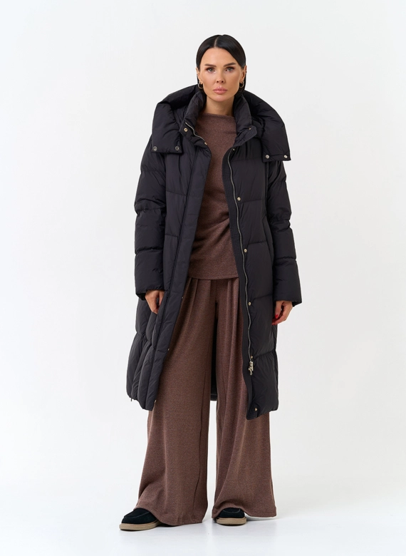 Женский пуховик с капюшоном фото