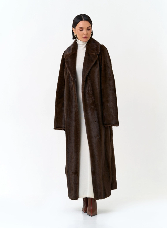 Длинная шуба из эко меха фото