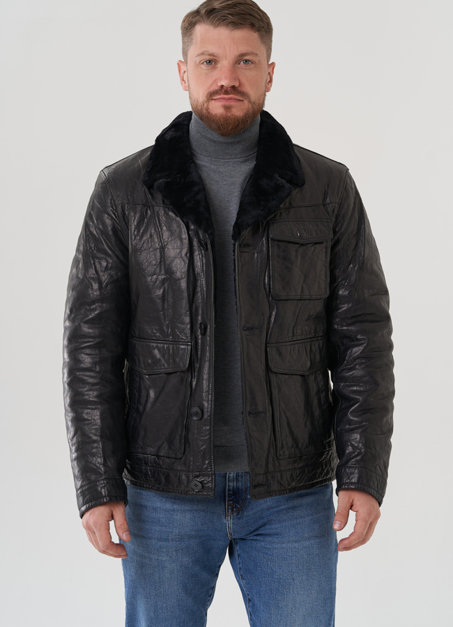 Куртка мужская из натуральной кожи  модель № 82302 в рассрочку