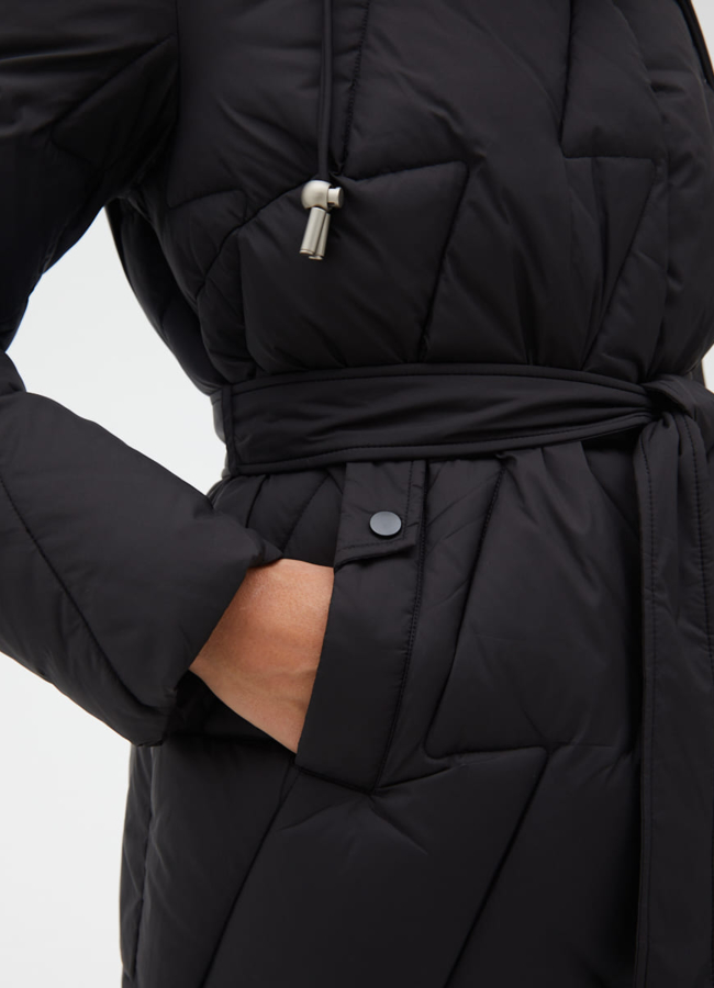 Женский пуховик с поясом модель № 31132 универмаг малина