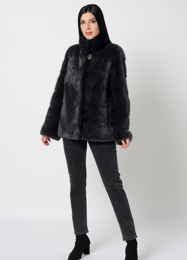 фото Куртка из норки в сером цвете модель № 25394