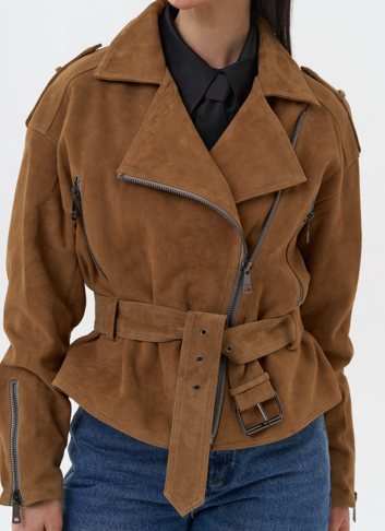 Куртка из замши с поясом