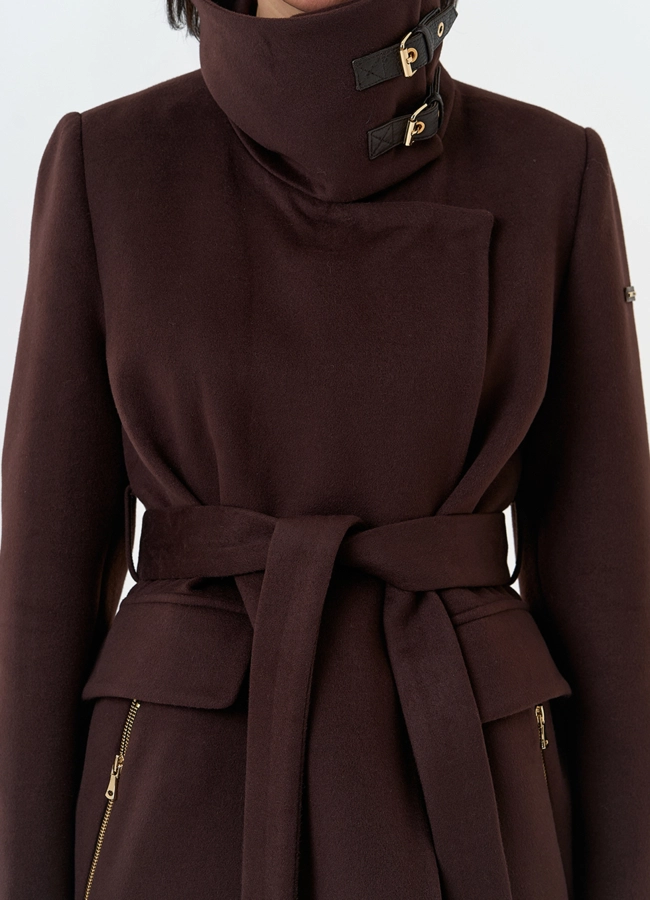 Женское укороченное пальто с воротником стойкой модель № 32553 универмаг малина