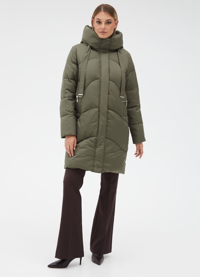 Женский пуховик с капюшоном модель № 31125 универмаг малина