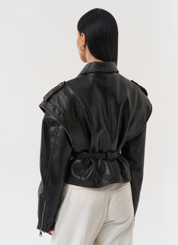 Куртка женская из эко кожи в стиле ретро