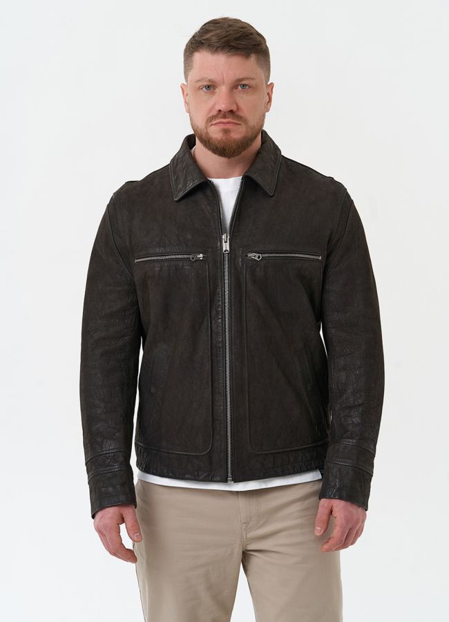 Мужская куртка из натуральной кожи  модель № 30061 в рассрочку