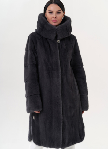 Шуба из норки в цвете графит