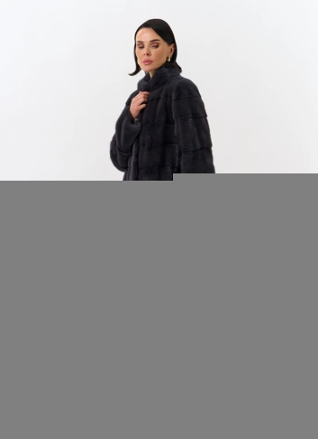 Норковая шуба трансформер, поперечная со стойкой фото