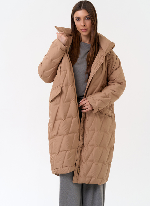 Женское свободное пальто с капюшоном