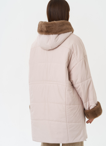 Пуховик с отделкой из эко меха под норку