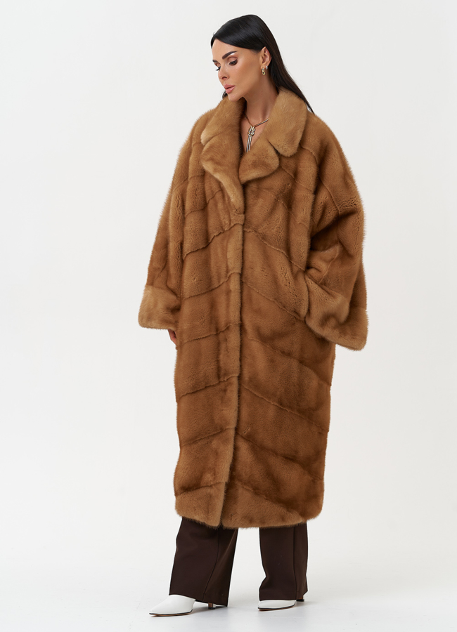 Женская шуба из меха норки с английским воротником модель № 31861 универмаг малина