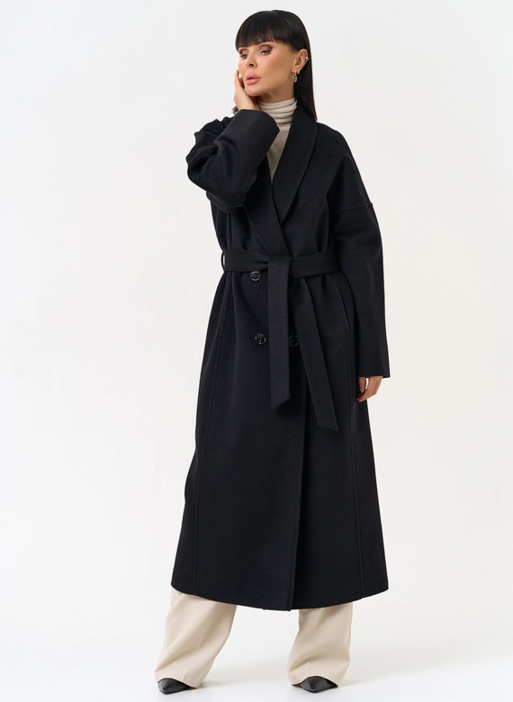 Женское пальто с воротником шаль