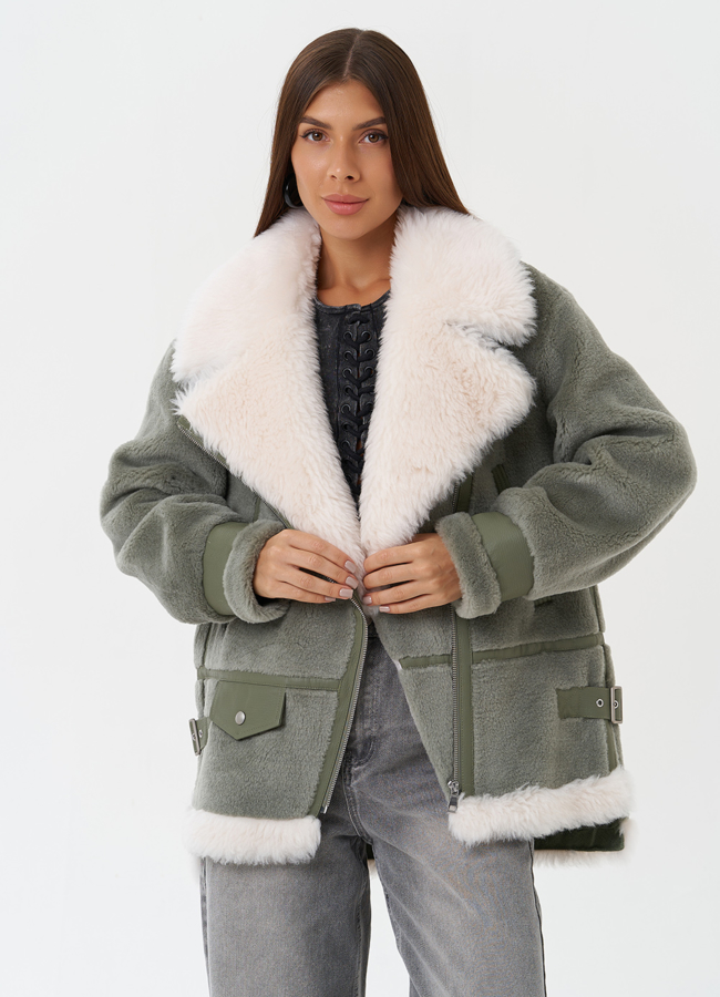 Эко дубленка с английским воротником модель № 28536 универмаг малина